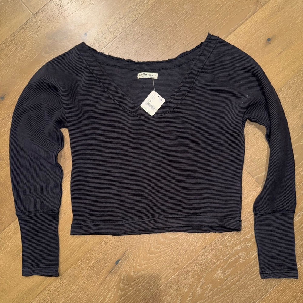 NWT - We The Free Black Ribbed Long Sleeve Top